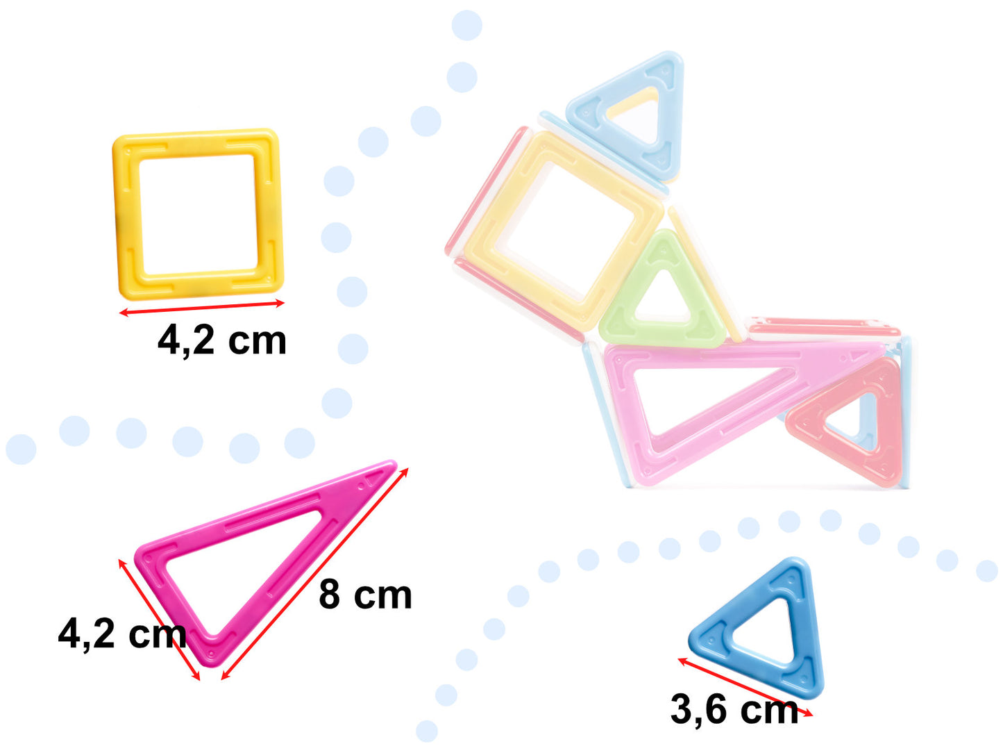 Set de constructie Blocks Magnetik IdealStore, 37 piese multicolore, Stimuleaza imaginatia si creativitatea, Distractie garantata in familie, Magneti Neodim