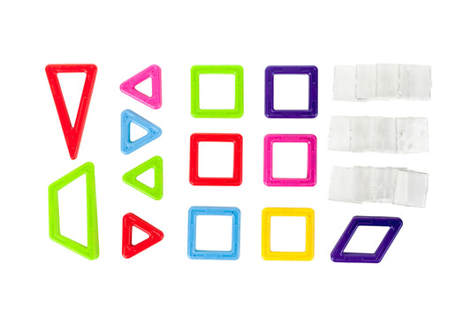 Set de constructie Blocks Magnetik IdealStore, 37 piese multicolore, Stimuleaza imaginatia si creativitatea, Distractie garantata in familie, Magneti Neodim