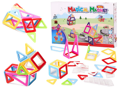 Set de constructie Magnetic Blocks 3D IdealStore, Include 38 piese multicolore, Stimuleaza imaginatia si creativitatea, Distractie garantata in familie, Magneti Neodim