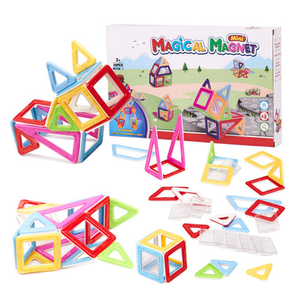 Set de constructie Magnetic Blocks 3D IdealStore, Include 38 piese multicolore, Stimuleaza imaginatia si creativitatea, Distractie garantata in familie, Magneti Neodim