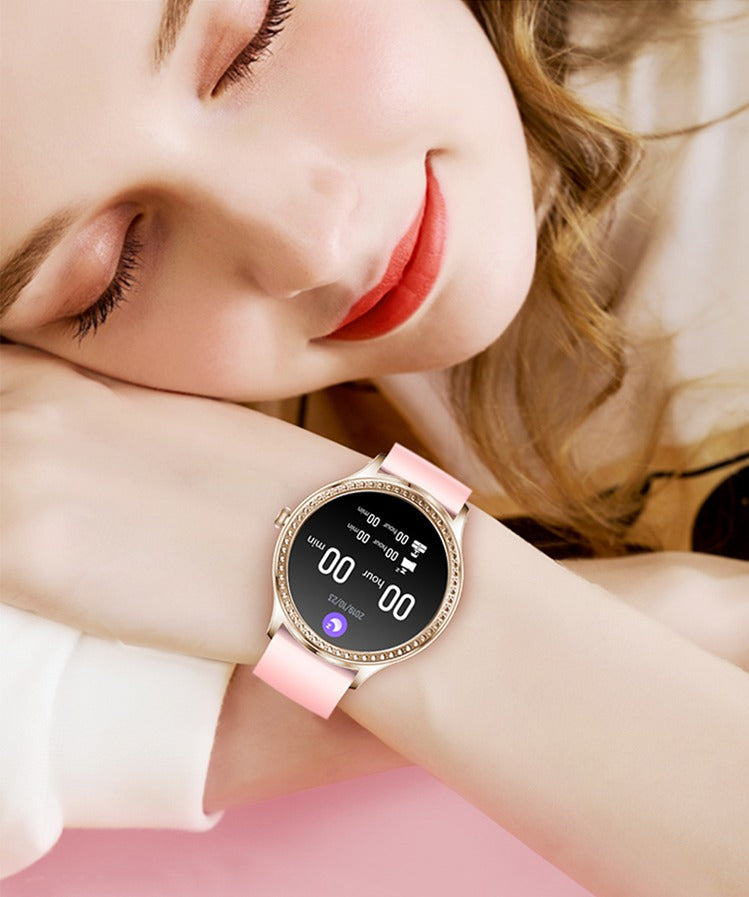 Smartwatch idealStore LadyWatch, Notificare Apel, Respingere Apel, Afisare Mesaje si Notificari, Monitorizare Sanatate, Pedometru, Moduri Sport, Analizator Somn, Prognoza Meteo, Senzor Temperatura, Sedentar memento, Culoare Roz Gold