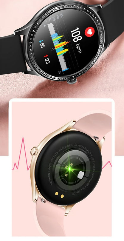 Smartwatch idealStore LadyWatch, Notificare Apel, Respingere Apel, Afisare Mesaje si Notificari, Monitorizare Sanatate, Pedometru, Moduri Sport, Analizator Somn, Prognoza Meteo, Senzor Temperatura, Sedentar memento, Culoare Roz Gold