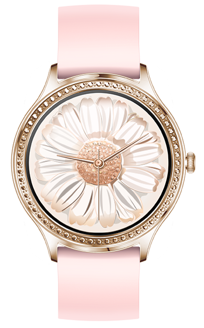 Smartwatch idealStore LadyWatch, Notificare Apel, Respingere Apel, Afisare Mesaje si Notificari, Monitorizare Sanatate, Pedometru, Moduri Sport, Analizator Somn, Prognoza Meteo, Senzor Temperatura, Sedentar memento, Culoare Roz Gold