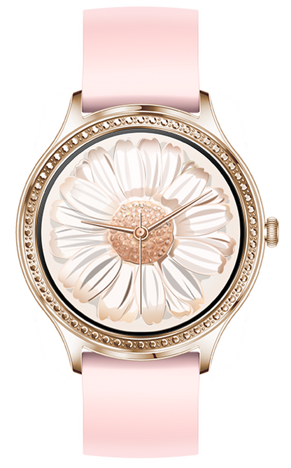 Smartwatch idealStore LadyWatch, Notificare Apel, Respingere Apel, Afisare Mesaje si Notificari, Monitorizare Sanatate, Pedometru, Moduri Sport, Analizator Somn, Prognoza Meteo, Senzor Temperatura, Sedentar memento, Culoare Roz Gold