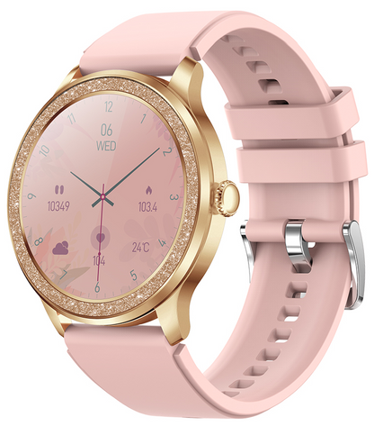 Smartwatch idealStore LadyWatch, Notificare Apel, Respingere Apel, Afisare Mesaje si Notificari, Monitorizare Sanatate, Pedometru, Moduri Sport, Analizator Somn, Prognoza Meteo, Senzor Temperatura, Sedentar memento, Culoare Roz Gold