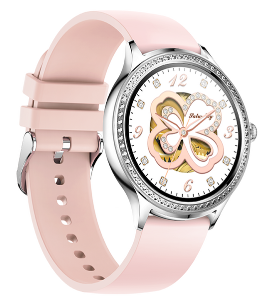 Smartwatch idealStore LadyWatch, Notificare Apel, Respingere Apel, Afisare Mesaje si Notificari, Monitorizare Sanatate, Pedometru, Moduri Sport, Analizator Somn, Prognoza Meteo, Senzor Temperatura, Sedentar memento, Culoare Roz Gold