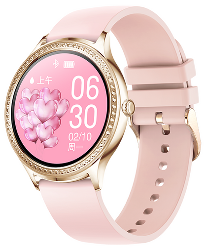 Smartwatch idealStore LadyWatch, Notificare Apel, Respingere Apel, Afisare Mesaje si Notificari, Monitorizare Sanatate, Pedometru, Moduri Sport, Analizator Somn, Prognoza Meteo, Senzor Temperatura, Sedentar memento, Culoare Roz Gold