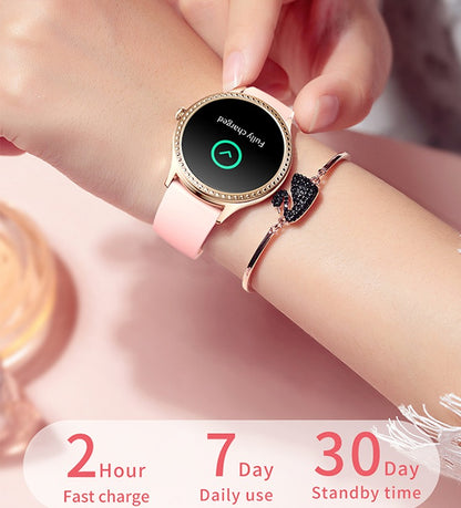 Smartwatch idealStore LadyWatch, Notificare Apel, Respingere Apel, Afisare Mesaje si Notificari, Monitorizare Sanatate, Pedometru, Moduri Sport, Analizator Somn, Prognoza Meteo, Senzor Temperatura, Sedentar memento, Culoare Roz Gold