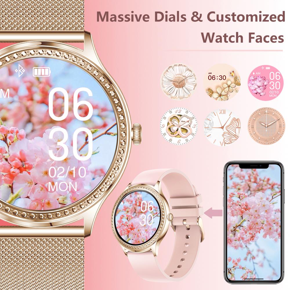 Smartwatch idealStore LadyWatch, Notificare Apel, Respingere Apel, Afisare Mesaje si Notificari, Monitorizare Sanatate, Pedometru, Moduri Sport, Analizator Somn, Prognoza Meteo, Senzor Temperatura, Sedentar memento, Culoare Roz Gold