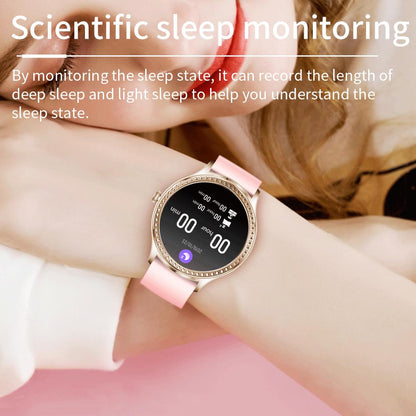 Smartwatch idealStore LadyWatch, Notificare Apel, Respingere Apel, Afisare Mesaje si Notificari, Monitorizare Sanatate, Pedometru, Moduri Sport, Analizator Somn, Prognoza Meteo, Senzor Temperatura, Sedentar memento, Culoare Roz Gold