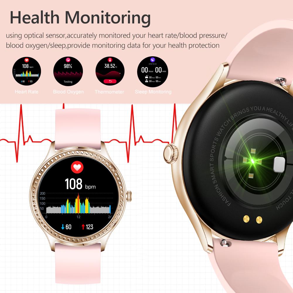 Smartwatch idealStore LadyWatch, Notificare Apel, Respingere Apel, Afisare Mesaje si Notificari, Monitorizare Sanatate, Pedometru, Moduri Sport, Analizator Somn, Prognoza Meteo, Senzor Temperatura, Sedentar memento, Culoare Roz Gold
