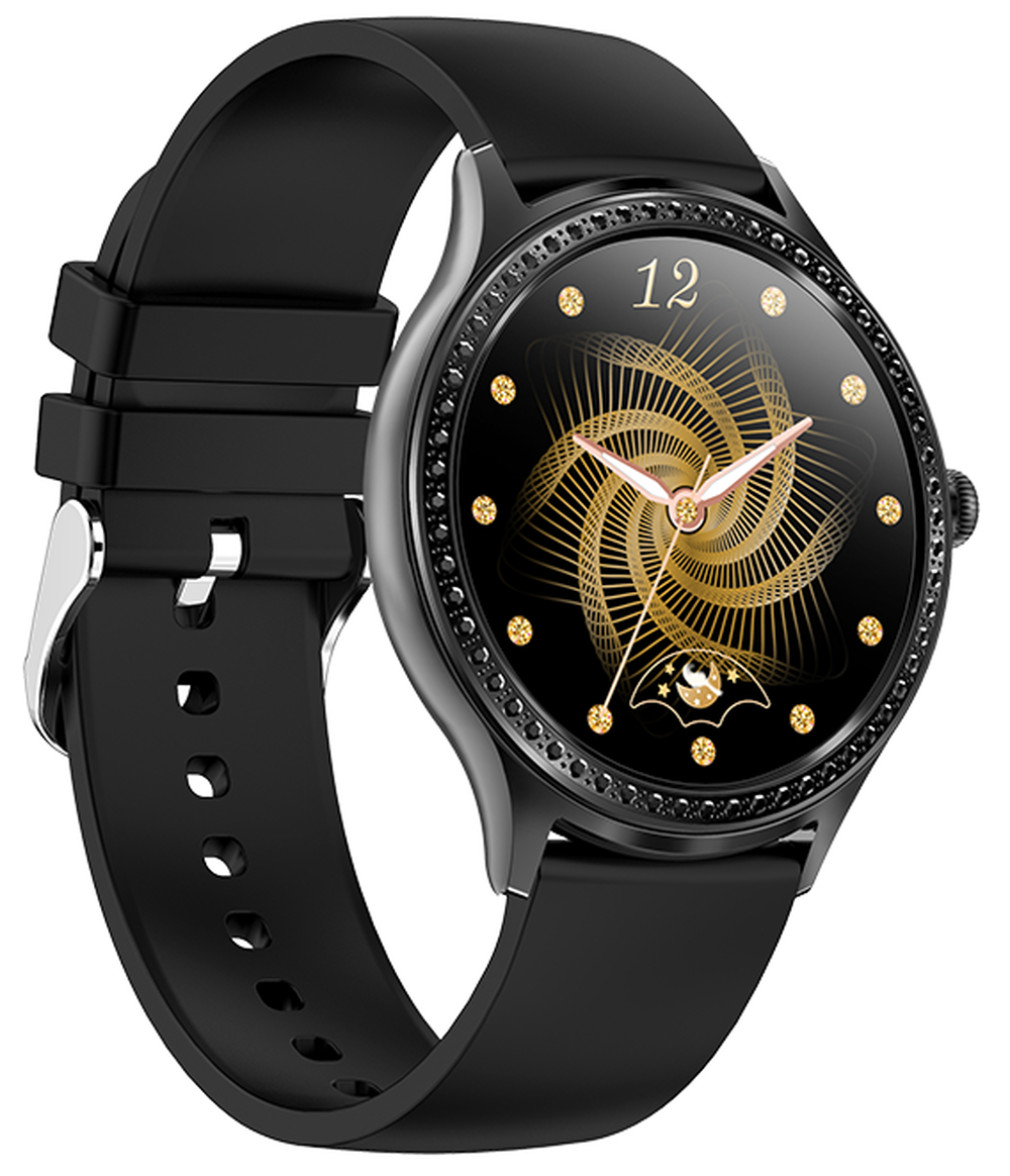 Smartwatch idealStore LadyWatch, Notificare Apel, Respingere Apel, Afisare Mesaje si Notificari, Monitorizare Sanatate, Pedometru, Moduri Sport, Analizator Somn, Prognoza Meteo, Senzor Temperatura, Sedentar memento, Culoare Negru