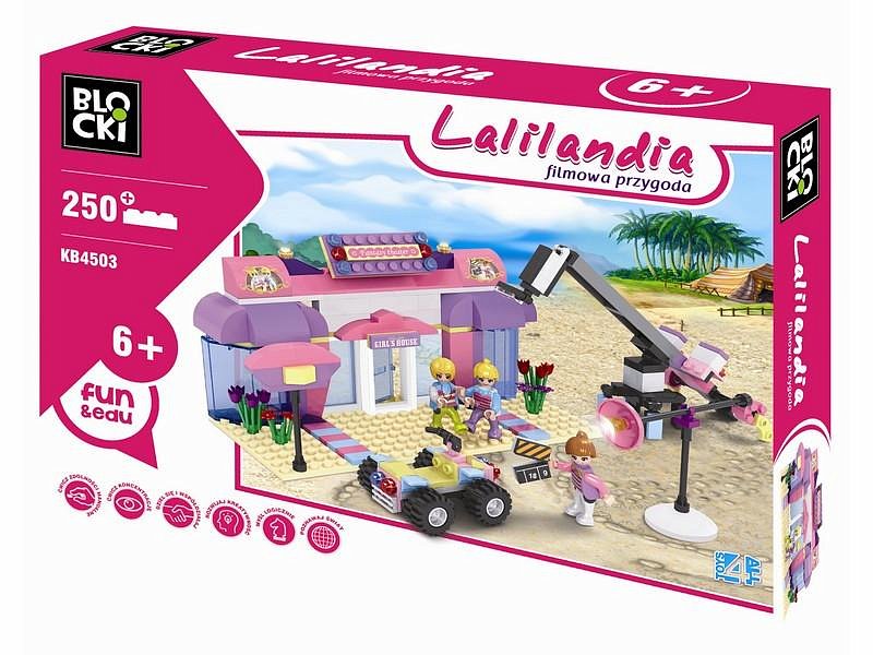 Set de Constructie idealSTORE Pink Film Adventure, Model cu 250 de elemente si 3 personaje care vor diversifica divertismentul, Sporeste creativitatea si imaginatia
