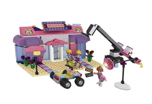 Set de Constructie idealSTORE Pink Film Adventure, Model cu 250 de elemente si 3 personaje care vor diversifica divertismentul, Sporeste creativitatea si imaginatia