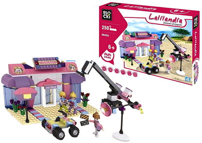 Set de Constructie idealSTORE Pink Film Adventure, Model cu 250 de elemente si 3 personaje care vor diversifica divertismentul, Sporeste creativitatea si imaginatia