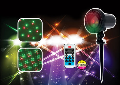 Instalatie Craciun IDL Laser Shower cu telecomanda ce creeaza efecte speciale de licurici clipitori in tonuri de verde si rosu, Carcasa de aluminiu si tarus de fixare din metal