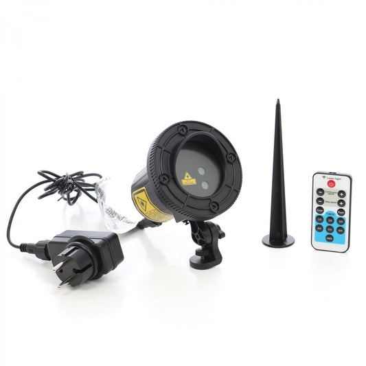 Instalatie Craciun IDL Laser Shower cu telecomanda ce creeaza efecte speciale de licurici clipitori in tonuri de verde si rosu, Carcasa de aluminiu si tarus de fixare din metal