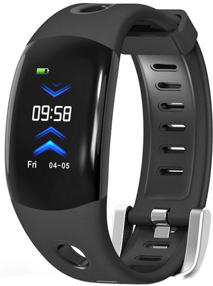 Ceas Smartwatch si Bratara Fitness Smart Life 2019, Monitorizare Puls, Pasi, Calorii, Notificare Mesaje si Apeluri, Curea Silicon Moale, Culoare Negru