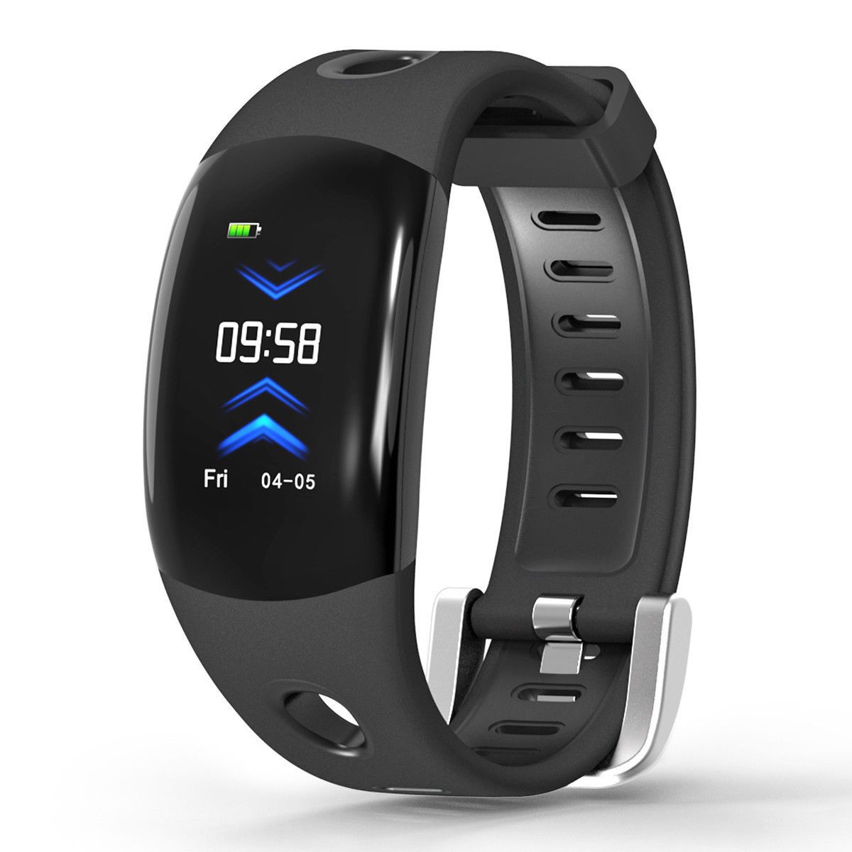 Ceas Smartwatch si Bratara Fitness Smart Life 2019, Monitorizare Puls, Pasi, Calorii, Notificare Mesaje si Apeluri, Curea Silicon Moale, Culoare Negru