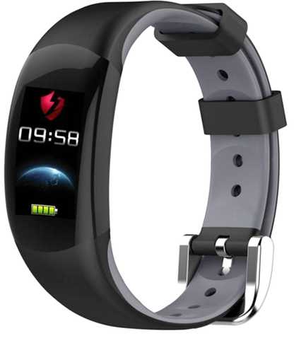 Ceas Smartwatch si Bratara Fitness Smart Life 2019, Monitorizare Puls, Pasi, Calorii, Notificare Mesaje si Apeluri, Curea Silicon Moale, Culoare Negru-Gri