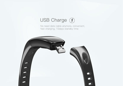 Ceas Smartwatch si Bratara Fitness Smart Life 2019, Monitorizare Puls, Pasi, Calorii, Notificare Mesaje si Apeluri, Curea Silicon Moale, Culoare Negru-Gri