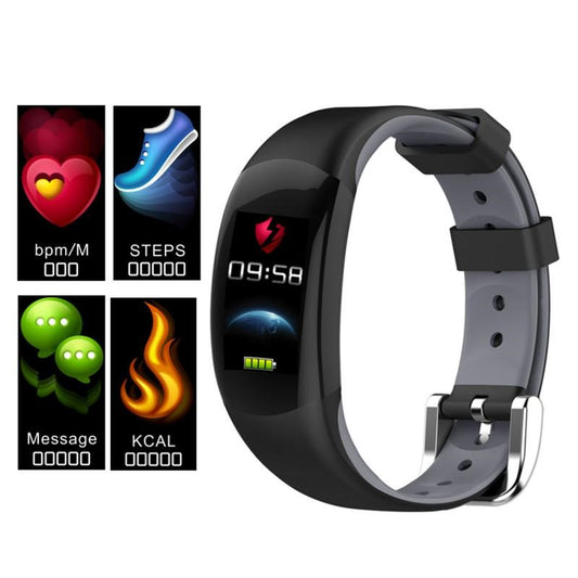 Ceas Smartwatch si Bratara Fitness Smart Life 2019, Monitorizare Puls, Pasi, Calorii, Notificare Mesaje si Apeluri, Curea Silicon Moale, Culoare Negru-Gri