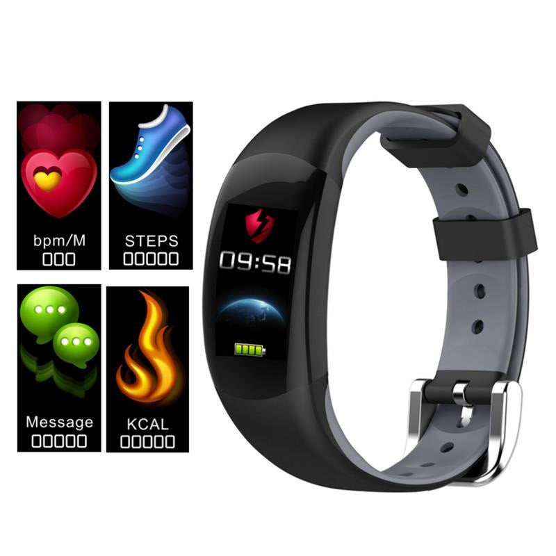 Smartwatch si Bratara Fitness Smart SlimFit 2018, Monitorizare Puls, Pasi, Calorii, Notificare Mesaje, IP68 Waterproof, Culoare Negru