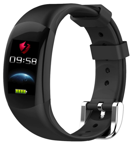 Smartwatch si Bratara Fitness Smart SlimFit 2018, Monitorizare Puls, Pasi, Calorii, Notificare Mesaje, IP68 Waterproof, Culoare Negru