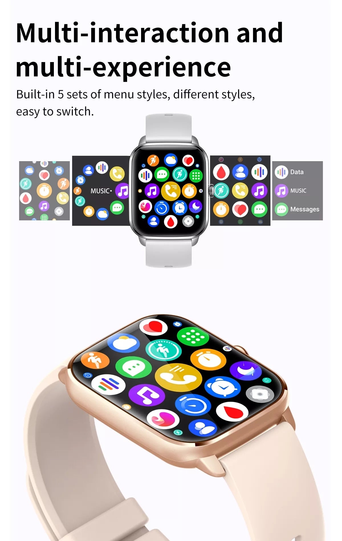 Ceas Smartwatch si Bratara Fitness idealSTORE New Lexus Gri, Ecran Tactil, Apeluri si Mesaje Bluetooth, Monitorizare Ritm Cardiac si Somn Multi-Sport, Difuzor-Microfon, Barometru, IP67, Alarma, Android-IOS, Long Battery, culoare Gri