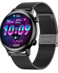 Ceas Smartwatch Live On Watch IdealStore, Ecran AMOLED HD 1.1 inch, Preluare Apeluri si Mesaje Bluetooth, NFC, Monitorizare Ritm Cardiac si Somn, Asistent Vocal, Difuzor si Microfon incorporat, IP68, Alarma, Android-IOS, Long Battery, Metal Black Edition