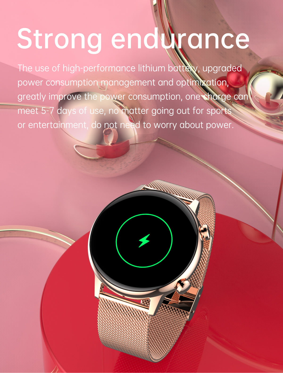Ceas Smartwatch Live On Watch IdealStore, Ecran AMOLED HD 1.1 inch, Preluare Apeluri si Mesaje Bluetooth, NFC, Monitorizare Ritm Cardiac si Somn, Asistent Vocal, Difuzor si Microfon incorporat, IP68, Alarma, Android-IOS, Long Battery, Silcon Roz Edition