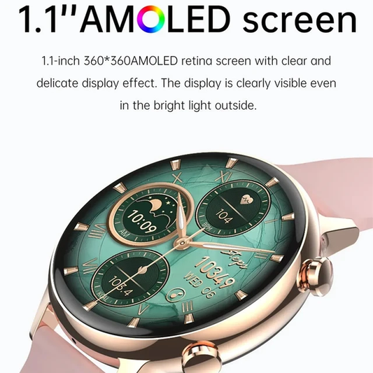 Ceas Smartwatch Live On Watch IdealStore, Ecran AMOLED HD 1.1 inch, Preluare Apeluri si Mesaje Bluetooth, NFC, Monitorizare Ritm Cardiac si Somn, Asistent Vocal, Difuzor si Microfon incorporat, IP68, Alarma, Android-IOS, Long Battery, Silcon Roz Edition