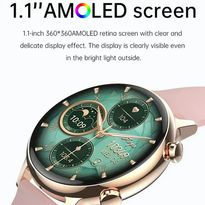Ceas Smartwatch Live On Watch IdealStore, Ecran AMOLED HD 1.1 inch, Preluare Apeluri si Mesaje Bluetooth, NFC, Monitorizare Ritm Cardiac si Somn, Asistent Vocal, Difuzor si Microfon incorporat, IP68, Alarma, Android-IOS, Long Battery, Silcon Roz Edition