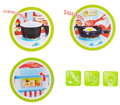 Bucatarie multifunctionala Primul Bucatar, pentru copii cu lumini si sunete, 32 acceosrii incluse, 87 cm INALTIME, chiuveta, aragaz, masina de spalat vase, ideala pentru creativitatea copilului tau, Culoare Rosie