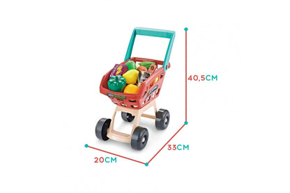 Supermarket copii MARKET BUSINESS idealSTORE, Dimensiuni 82 x 41 x 48, Include produse alimentare, carucior pentru cumparaturi, scaner cu sunet si lumina rosie, casa de marcat, bani de hartie