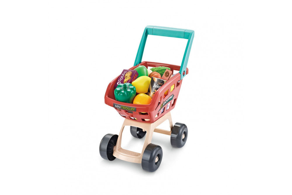 Supermarket copii MARKET BUSINESS idealSTORE, Dimensiuni 82 x 41 x 48, Include produse alimentare, carucior pentru cumparaturi, scaner cu sunet si lumina rosie, casa de marcat, bani de hartie