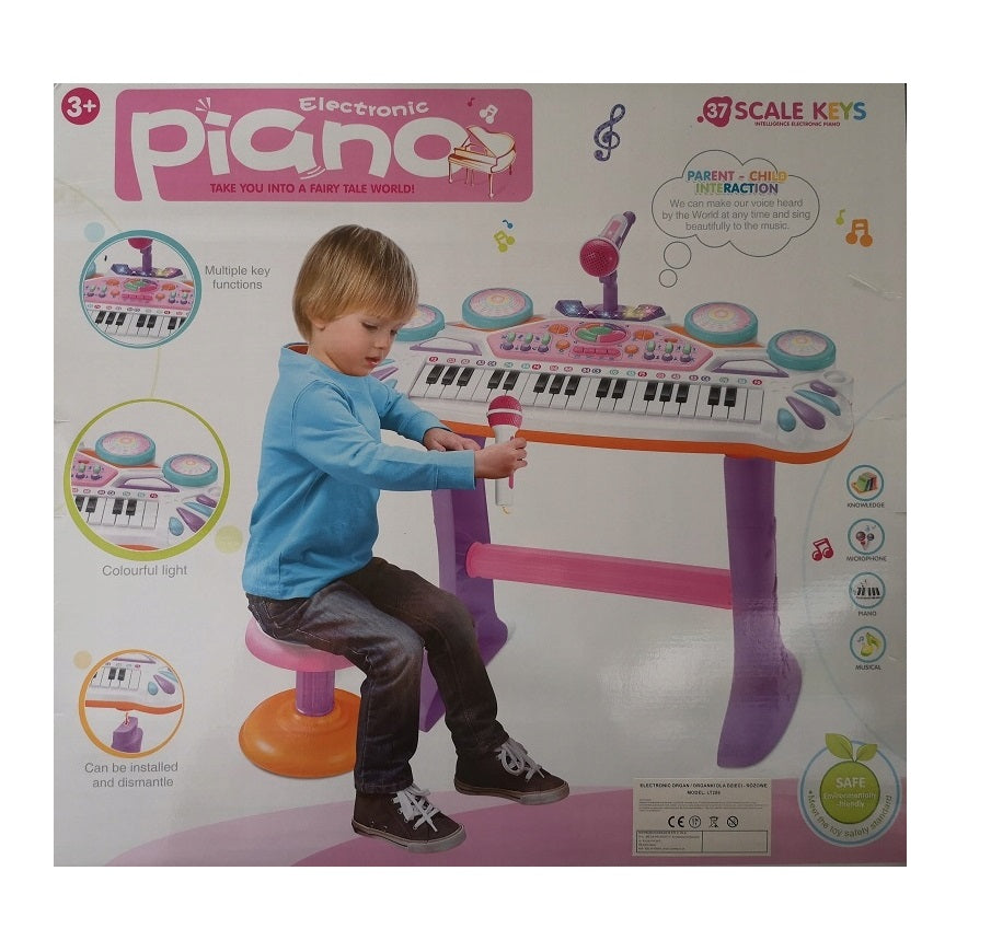 Orga interactiva electronica THE LITTLE SINGER, Dimensiuni 64 x 45 x 20, Include, tastatura, suport orga, microfon, suport pentru microfon, scaun, efecte de lumini, butonul de inregistrare si redare