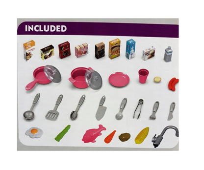 Bucatarie multifunctionala pentru copii idealSTORE PURPLE Grand Kitchen, Dimensiuni 71 x 62 x 35 cm, Echipata si utilata completi, Accesorii incluse, Sunete si luminite