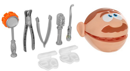 Mulaj Dentar Dough Dentist idealSTORE, Include 2 Matrite Speciale Pentru Dinti, 5 Recipiente cu Aluat 5 Unelte Stomatologice, Burghiu cu Sunet, Cleste, Dalta, Stimuleaza Creativitatea si Dezvolta Abilitati Manuale