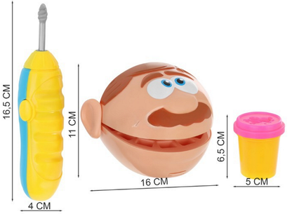 Mulaj Dentar Dough Dentist idealSTORE, Include 2 Matrite Speciale Pentru Dinti, 5 Recipiente cu Aluat 5 Unelte Stomatologice, Burghiu cu Sunet, Cleste, Dalta, Stimuleaza Creativitatea si Dezvolta Abilitati Manuale