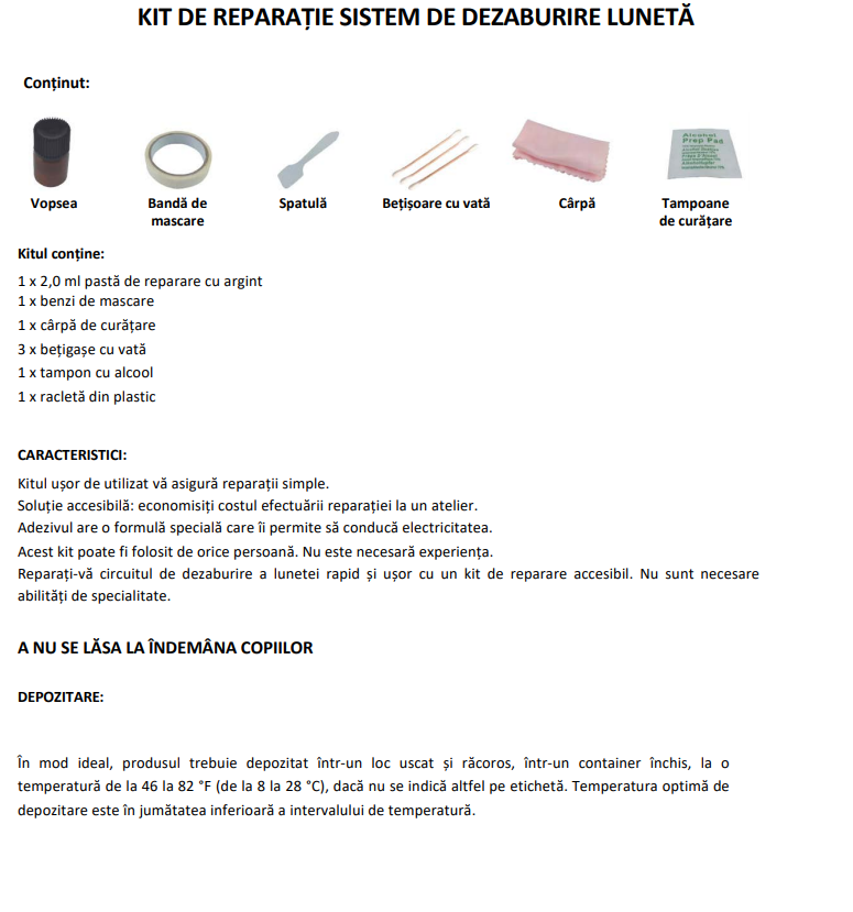 Kit complet Reparatie sistem dezaburire luneta idealSTORE, Ideal pentru o reparatie de succes