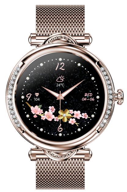 Smartwach LuxStyle idealSTORE, Apel Bluetooth, Sunet HD Voice, Agenda Telefonica, Design Lux-Elegant, Ecran HD 1.27', Monitorizare Oxigen, Tensiune, Puls, Somn, Mod Multi-Sport, Cadran Personalizat, Rezistent apa IP67, Bratara Metalica Gold