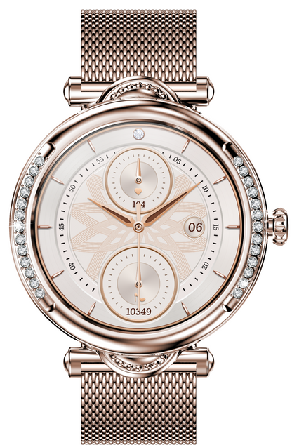 Smartwach LuxStyle idealSTORE, Apel Bluetooth, Sunet HD Voice, Agenda Telefonica, Design Lux-Elegant, Ecran HD 1.27', Monitorizare Oxigen, Tensiune, Puls, Somn, Mod Multi-Sport, Cadran Personalizat, Rezistent apa IP67, Bratara Metalica Gold