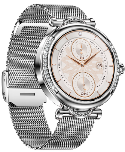 Smartwach LuxStyle idealSTORE, Apel Bluetooth, Sunet HD Voice, Agenda Telefonica, Design Lux-Elegant, Ecran HD 1.27', Monitorizare Oxigen, Tensiune, Puls, Somn, Mod Multi-Sport, Cadran Personalizat, Rezistent apa IP67, Bratara Metalica Silver