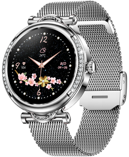 Smartwach LuxStyle idealSTORE, Apel Bluetooth, Sunet HD Voice, Agenda Telefonica, Design Lux-Elegant, Ecran HD 1.27', Monitorizare Oxigen, Tensiune, Puls, Somn, Mod Multi-Sport, Cadran Personalizat, Rezistent apa IP67, Bratara Metalica Silver