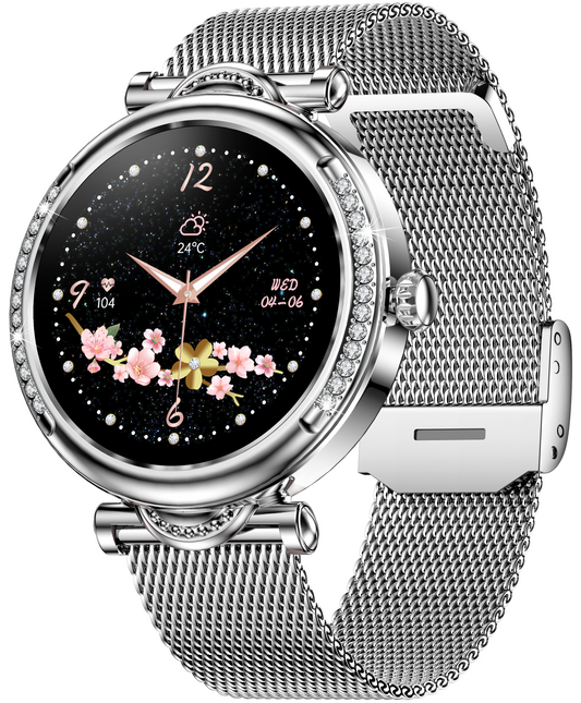 Smartwach LuxStyle idealSTORE, Apel Bluetooth, Sunet HD Voice, Agenda Telefonica, Design Lux-Elegant, Ecran HD 1.27', Monitorizare Oxigen, Tensiune, Puls, Somn, Mod Multi-Sport, Cadran Personalizat, Rezistent apa IP67, Bratara Metalica Silver