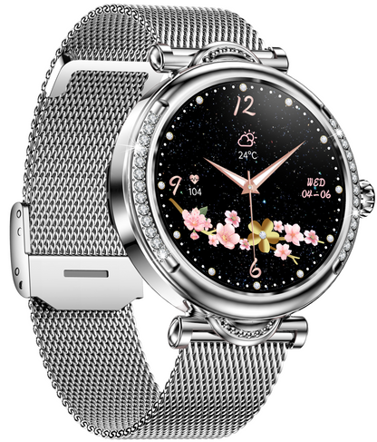 Smartwach LuxStyle idealSTORE, Apel Bluetooth, Sunet HD Voice, Agenda Telefonica, Design Lux-Elegant, Ecran HD 1.27', Monitorizare Oxigen, Tensiune, Puls, Somn, Mod Multi-Sport, Cadran Personalizat, Rezistent apa IP67, Bratara Metalica Silver