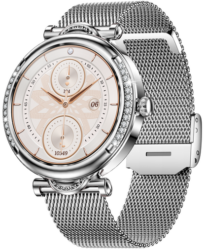 Smartwach LuxStyle idealSTORE, Apel Bluetooth, Sunet HD Voice, Agenda Telefonica, Design Lux-Elegant, Ecran HD 1.27', Monitorizare Oxigen, Tensiune, Puls, Somn, Mod Multi-Sport, Cadran Personalizat, Rezistent apa IP67, Bratara Metalica Silver