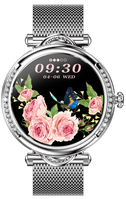 Smartwach LuxStyle idealSTORE, Apel Bluetooth, Sunet HD Voice, Agenda Telefonica, Design Lux-Elegant, Ecran HD 1.27', Monitorizare Oxigen, Tensiune, Puls, Somn, Mod Multi-Sport, Cadran Personalizat, Rezistent apa IP67, Bratara Metalica Silver