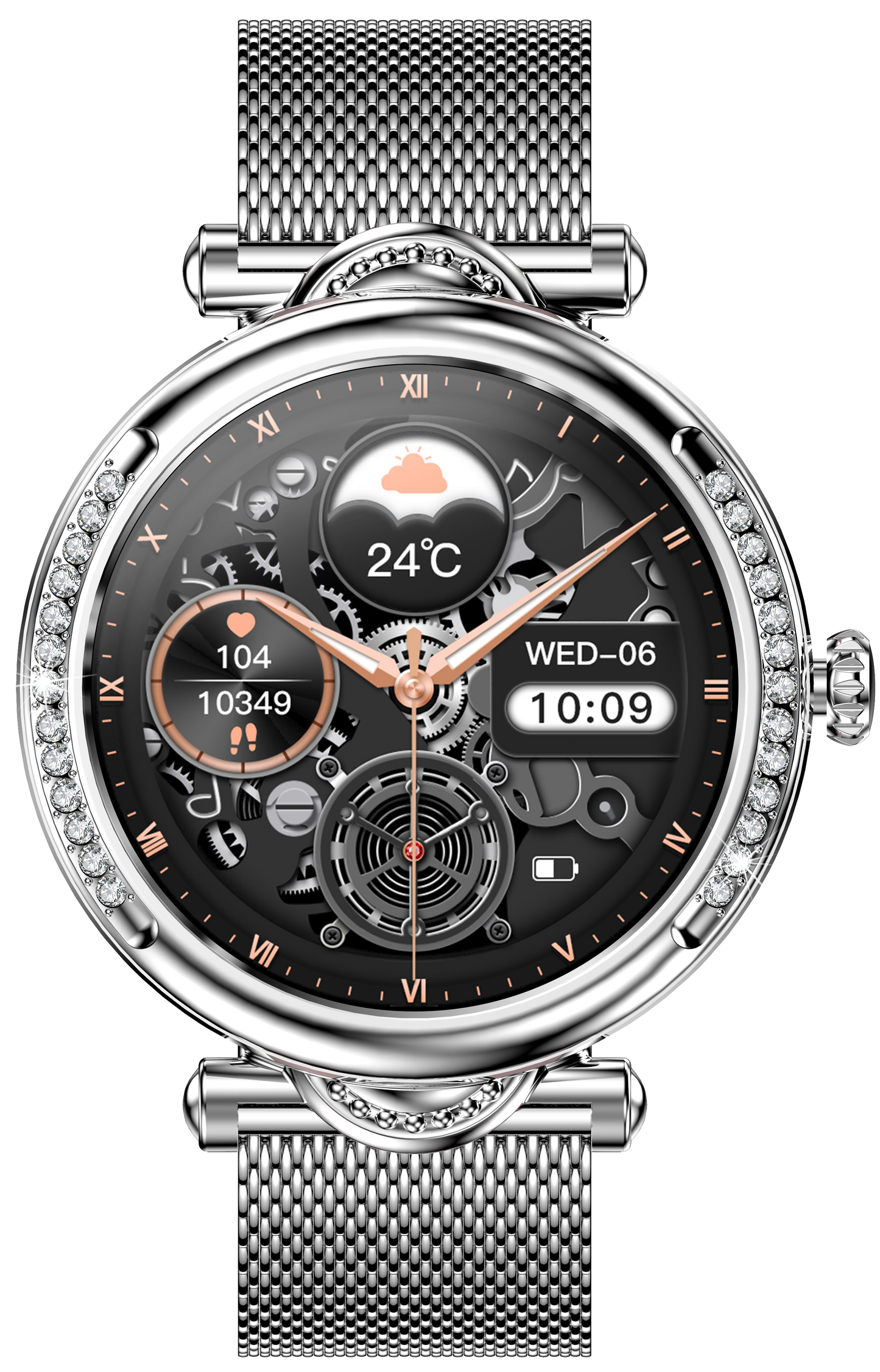 Smartwach LuxStyle idealSTORE, Apel Bluetooth, Sunet HD Voice, Agenda Telefonica, Design Lux-Elegant, Ecran HD 1.27', Monitorizare Oxigen, Tensiune, Puls, Somn, Mod Multi-Sport, Cadran Personalizat, Rezistent apa IP67, Bratara Metalica Silver